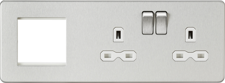 13A 2G DP Socket with Modular Combination Plate - Brushed Chrome