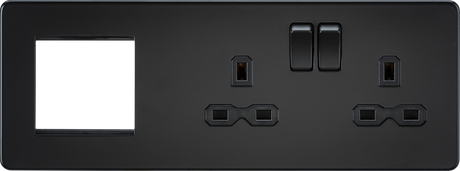 13A 2G DP Socket + 2G Modular Combination Plate - Matt Black