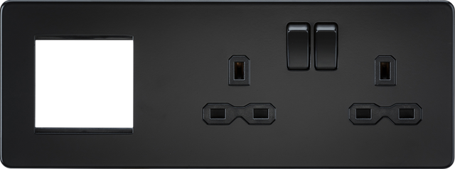 13A 2G DP Socket + 2G Modular Combination Plate - Matt Black