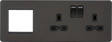 Knightsbridge 13A 2G DP Socket + Modular Combination Plate in Smoked Bronze