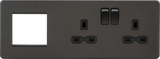 Knightsbridge 13A 2G DP Socket + Modular Combination Plate in Smoked Bronze