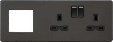 Knightsbridge 13A 2G DP Socket + Modular Combination Plate in Smoked Bronze