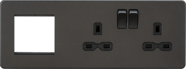 Knightsbridge 13A 2G DP Socket + Modular Combination Plate in Smoked Bronze