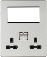 Small Multimedia Combination Plate - Brushed Chrome with Black Insert