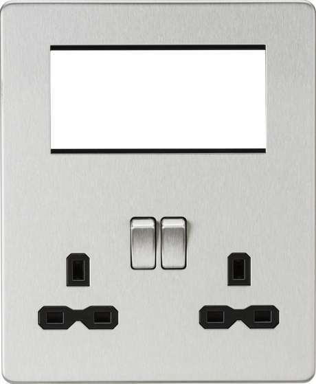 Small Multimedia Combination Plate - Brushed Chrome with Black Insert
