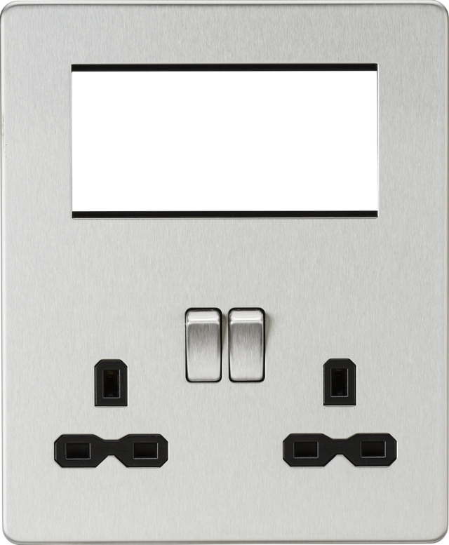Small Multimedia Combination Plate - Brushed Chrome with Black Insert