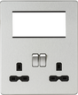 Small Multimedia Combination Plate - Brushed Chrome with Black Insert