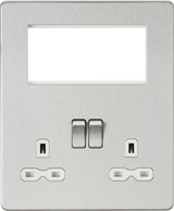 Small Multimedia Combination Plate - Brushed Chrome with White Insert