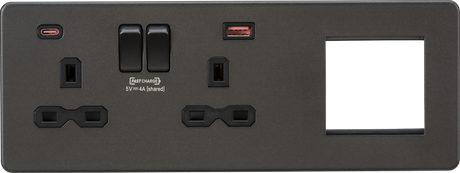 13A 2G DP Socket + 2G USB A+C - Smoked Bronze