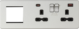 Brushed Chrome 13A 2G DP Socket with Dual USB A+C