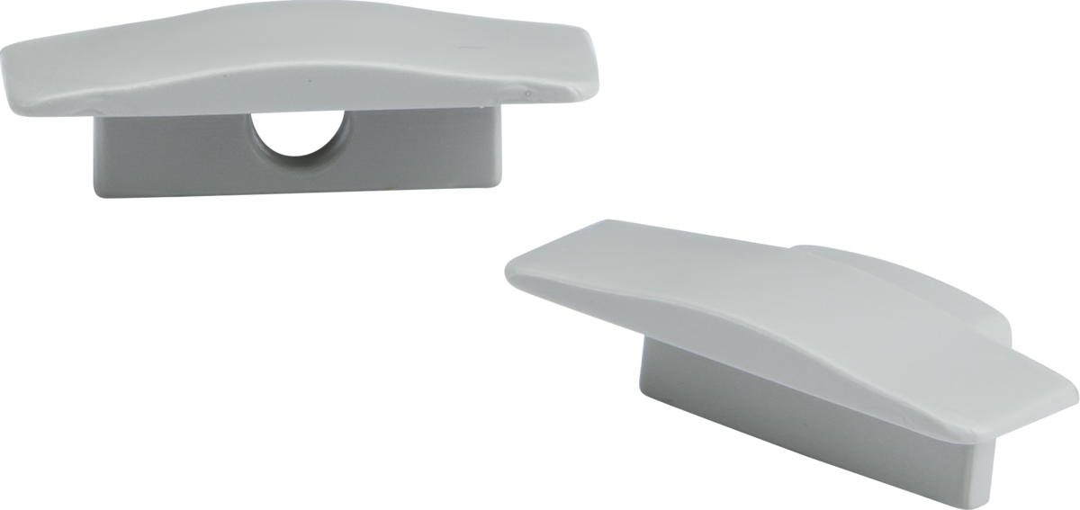 Aluminium Recessed Profile End Caps - Grey Polycarbonate