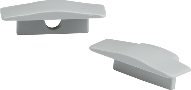 Aluminium Recessed Profile End Caps - Grey Polycarbonate