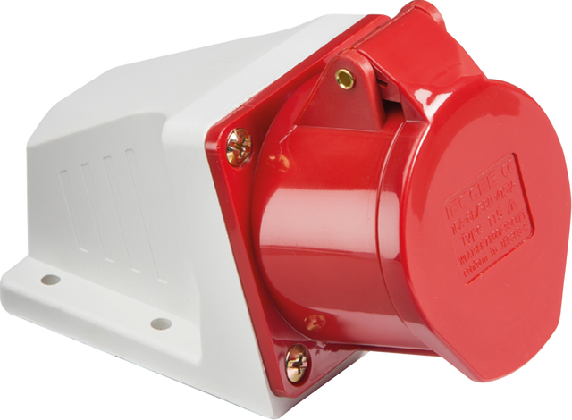 415V IP44 16A Angled Surface Mount Socket 3P+N+E