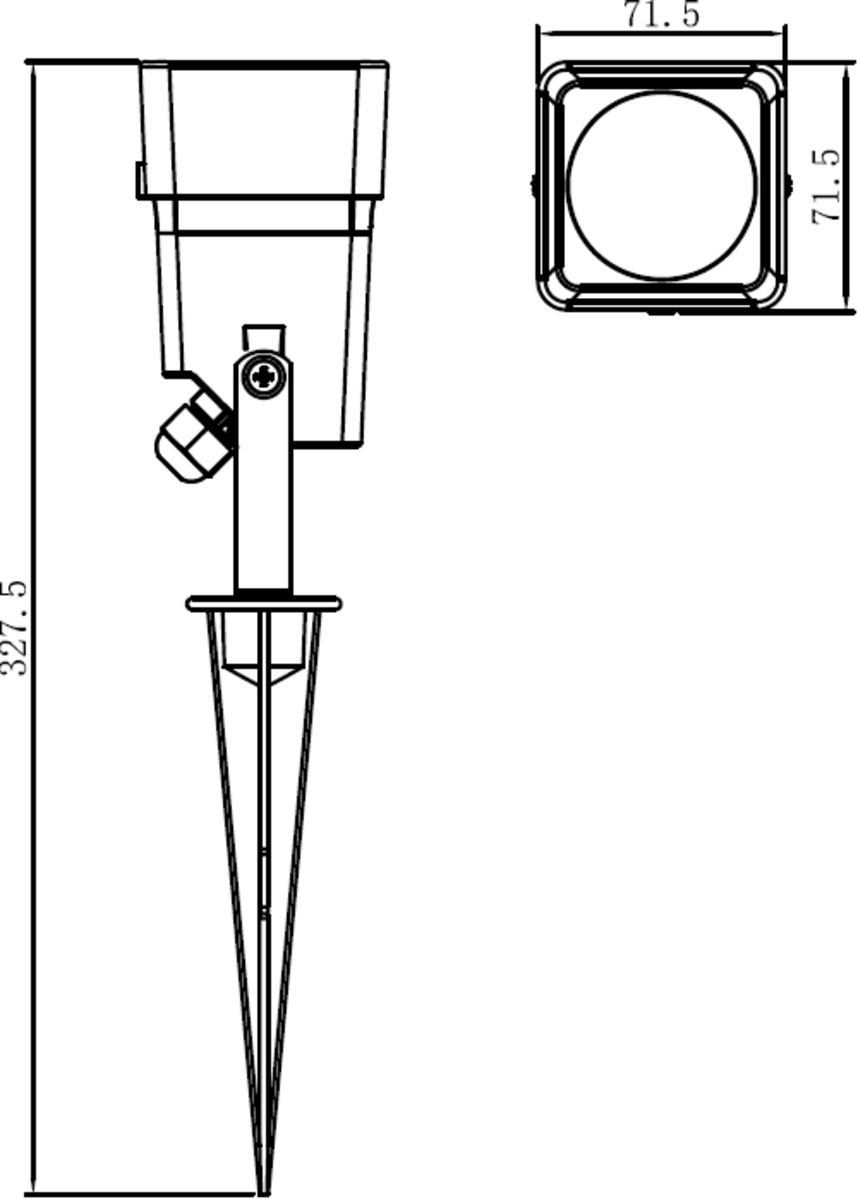 230V IP65 GU10 Square Spike Light - Black, additional view