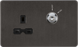 13A DP Key Lockable Socket - Smoked Bronze with Black Insert