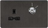13A DP Key Lockable Socket - Smoked Bronze with Black Insert