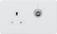 13A DP Key Lockable Socket - Matt White with White Insert