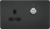 13A DP Key Lockable Socket Anthracite with Black Insert