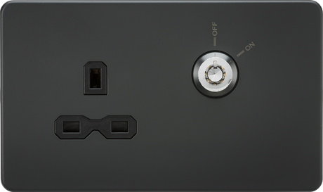 13A DP Key Lockable Socket Anthracite with Black Insert