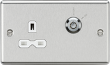 13A DP Key Lockable Socket - Brushed Chrome with White Insert