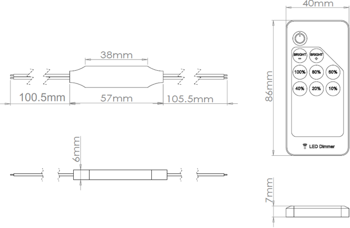 Secondary image of 12V In-line RF Dimmer Controller for LED Flex