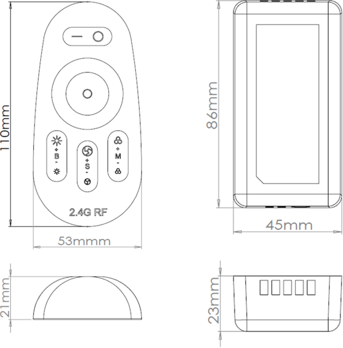 Alternative view of 12V / 24V RF Touch Controller and Remote - RGBW