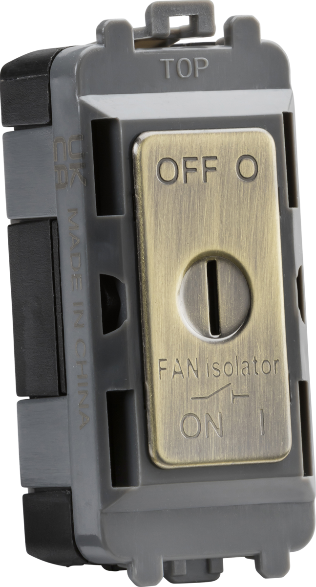 10A Fan Isolator Key Switch Module - Antique Brass