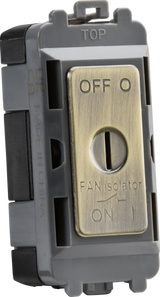 10A Fan Isolator Key Switch Module - Antique Brass