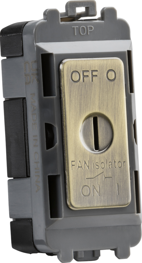 10A Fan Isolator Key Switch Module - Antique Brass