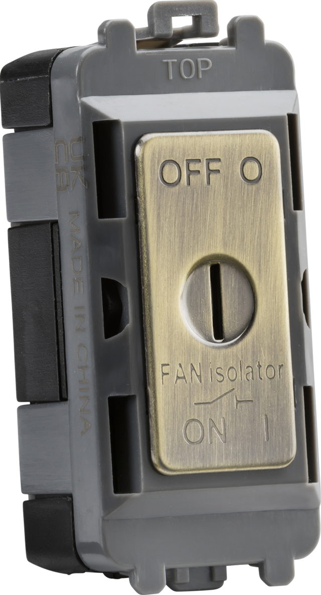 10A Fan Isolator Key Switch Module - Antique Brass