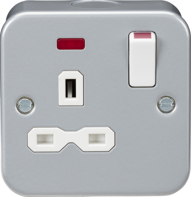 Metal Clad 13A 1G DP Switched Socket with Neon - MR7000N