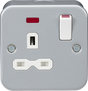 Metal Clad 13A 1G DP Switched Socket with Neon - MR7000N