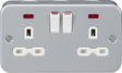 Metal Clad 13A 2G DP Switched Socket with Neon
