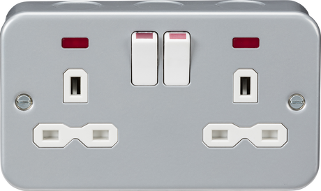 Metal Clad 13A 2G DP Switched Socket with Neon
