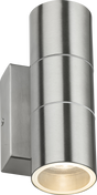 230V IP54 GU10 Up and Down Wall Light with Photocell Sensor - Brushed Chrome