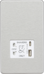 230V Shaver Socket with Dual USB A+C - Brushed Chrome