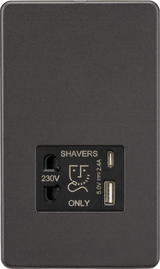 230V Shaver Socket with Dual USB - Smoked Bronze