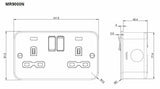 Metal Clad 13A 2G DP Switched Socket - Side View