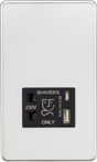 230V Shaver Socket with Dual USB A+C - Polished Chrome with Black Insert