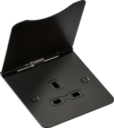 13A 1G Unswitched Floor Socket - Matt Black with Black Insert