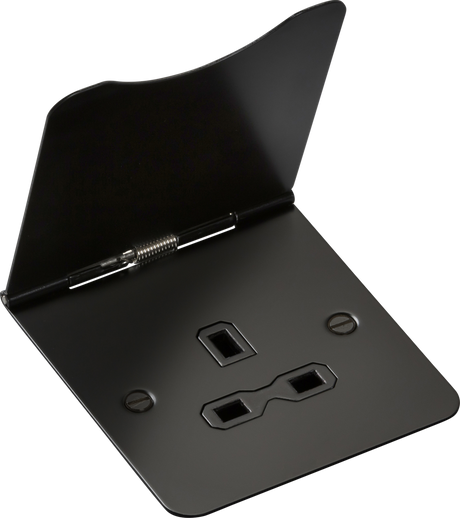 13A 1G Unswitched Floor Socket - Matt Black with Black Insert