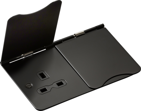 13A 2G Unswitched Floor Socket - Matt Black with Black Insert