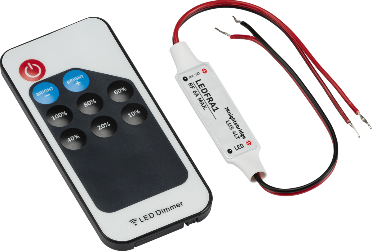 12V In-line RF Dimmer Controller and Remote for LED Flex Lighting