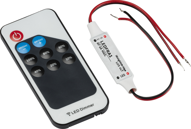 12V In-line RF Dimmer Controller and Remote for LED Flex Lighting
