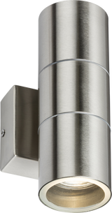 230V IP54 GU10 Up and Down Wall Light - Brushed Chrome