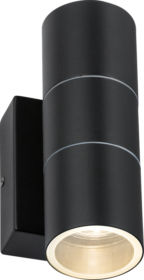 230V IP54 GU10 Up and Down Wall Light with Photocell Sensor - Black