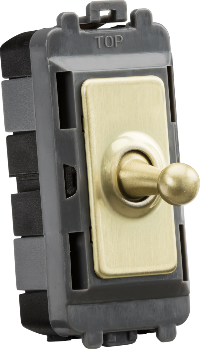 20AX 1G 2-way SP Grid Toggle Switch - Brushed Brass