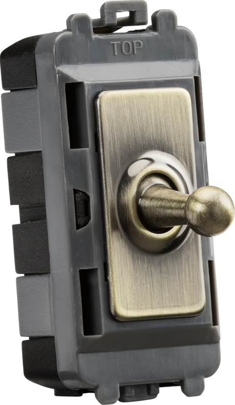 20AX 1G 2-Way SP Grid Toggle Switch - Antique Brass