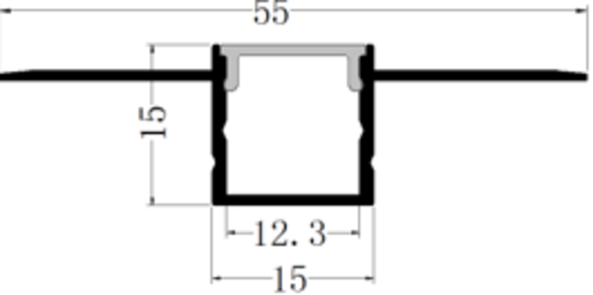 Profile view of 2M Aluminium Profile for LED lighting