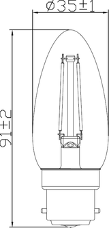 Clear Candle Filament Bulb 4W 2700K